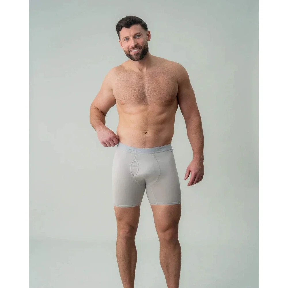 NADS Organic Boxer Briefs Gray Mens XL Cotton Stretch Underwear New